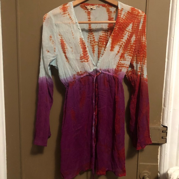 NWOT Sheer tie-dyed Boho top M/L - Picture 1 of 7